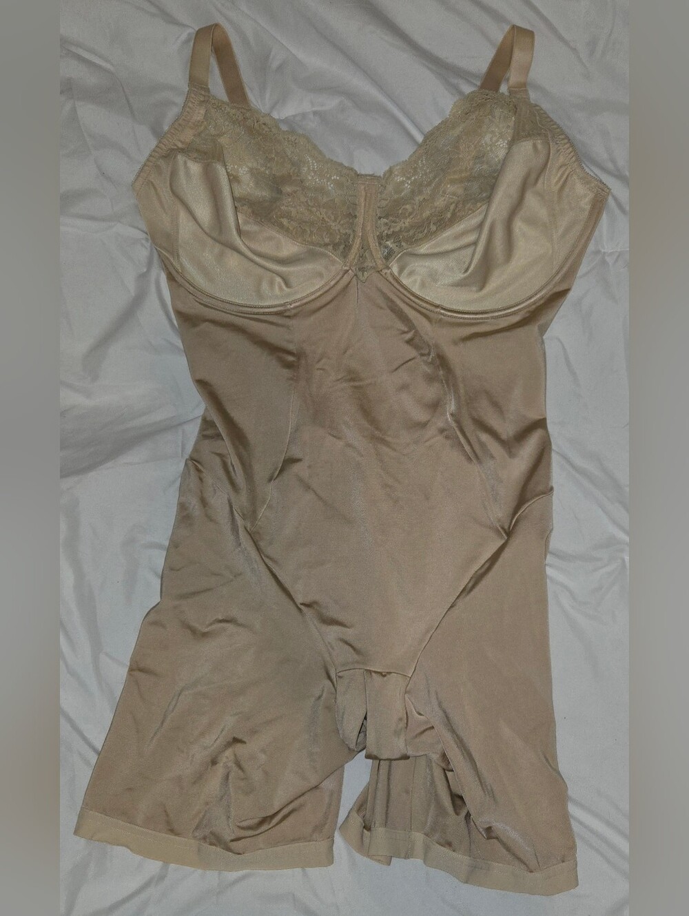 Maidenform Nude Lace-Top Full Body Shapewear Bodysuit Sz 42DD - Picture 2 of 8